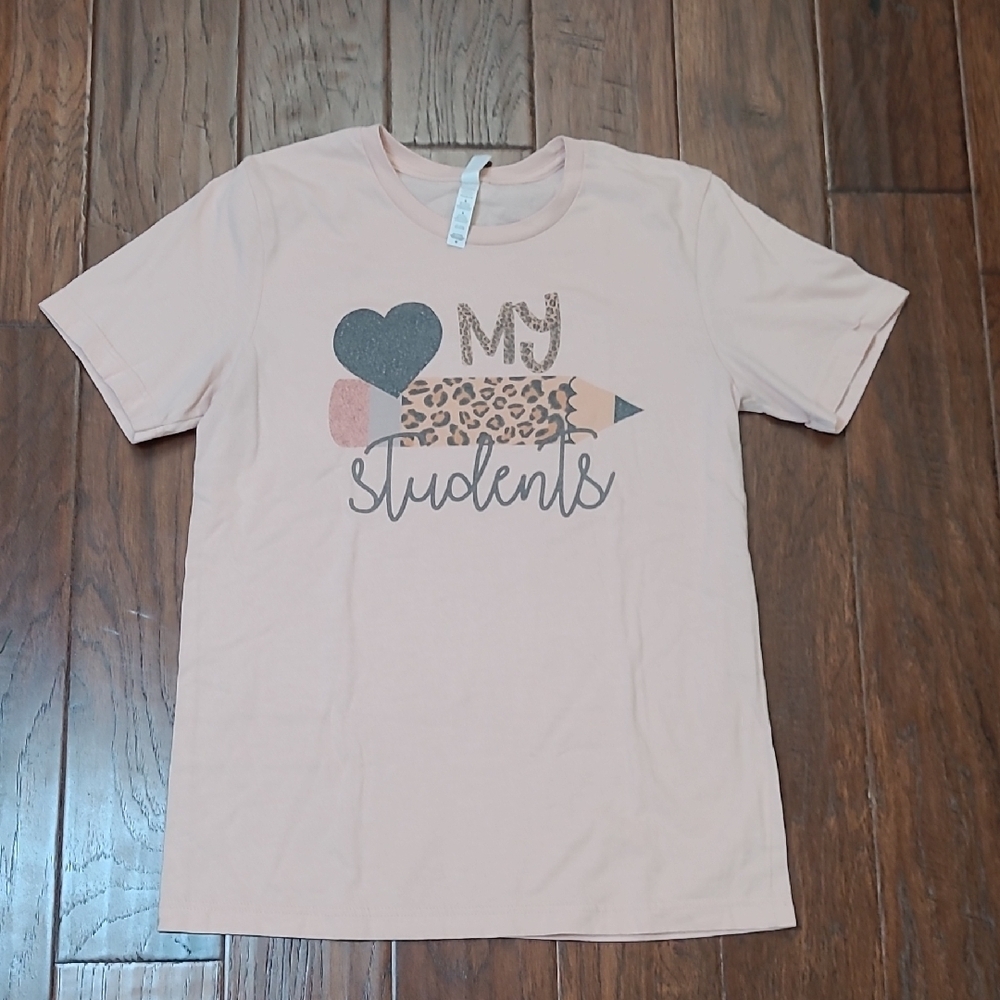 Bella Canvas Peach Graphic Tee -  Heart and Pencil Design ❤️ My Students Medium